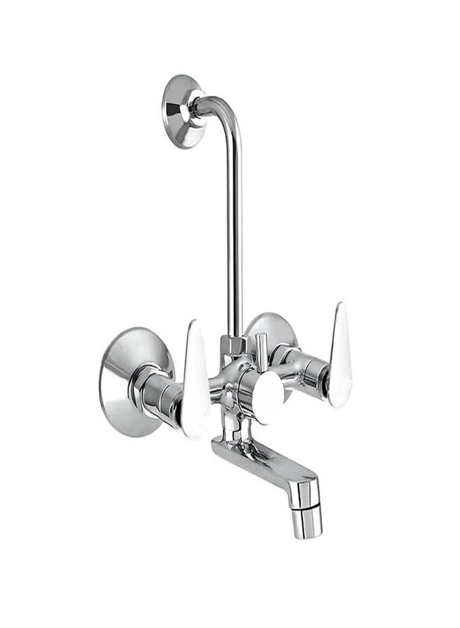 آيريس خلاط حائط نحاسي iRiS 2 في 1 مع إمكانية تركيب دش علوي | مؤشرات مرئية للماء الساخن والبارد | أنبوب منحني بطول 125 مم | صنبور حمام مطلي بالكروم - Image 1